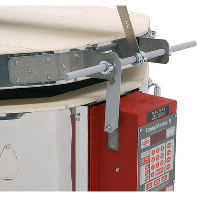 Lid lift bar and RampMaster II control, side view - Evenheat Ceramic Kiln - High Fire 2318