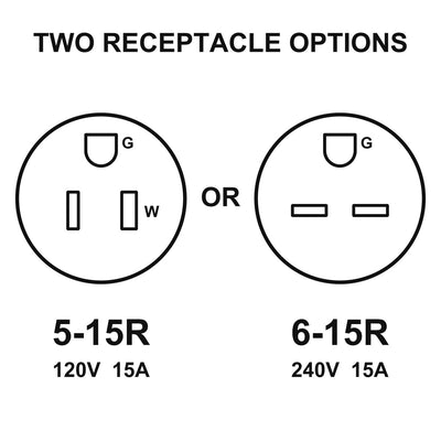 NEMA 5-15R (120V, 15A) or NEMA 6-15R (240V, 15A) receptacle required - Paragon - Caldera