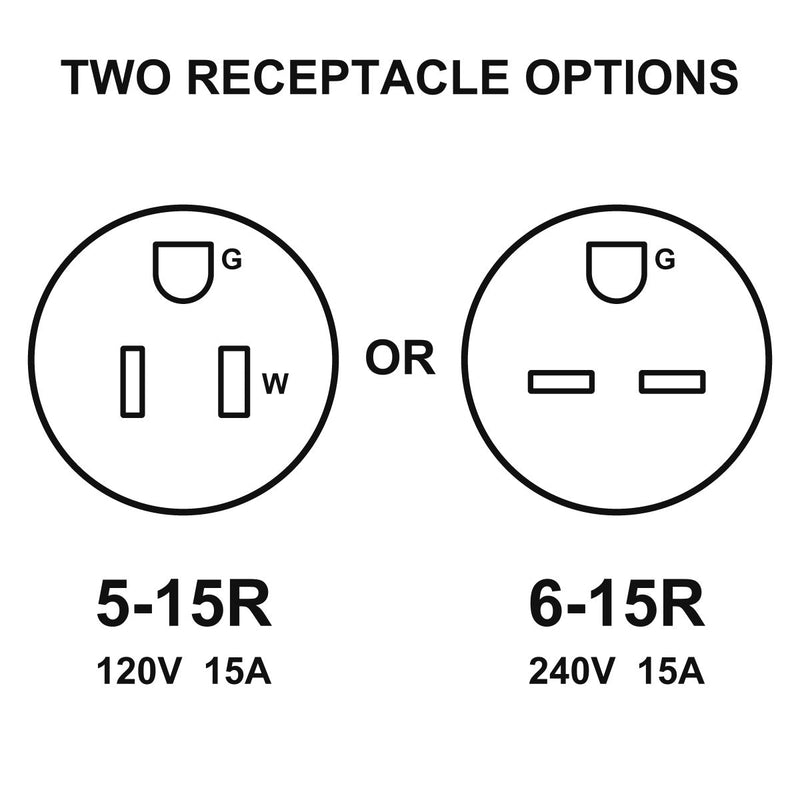 NEMA 5-15R (120V, 15A) or NEMA 6-15R (240V, 15A) receptacle required - Paragon - Caldera